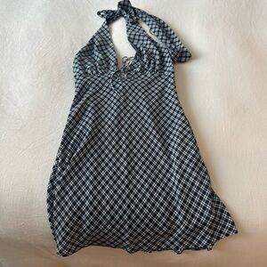 Abercrombie Plaid Halter Tie-Front Slip Mini Dress